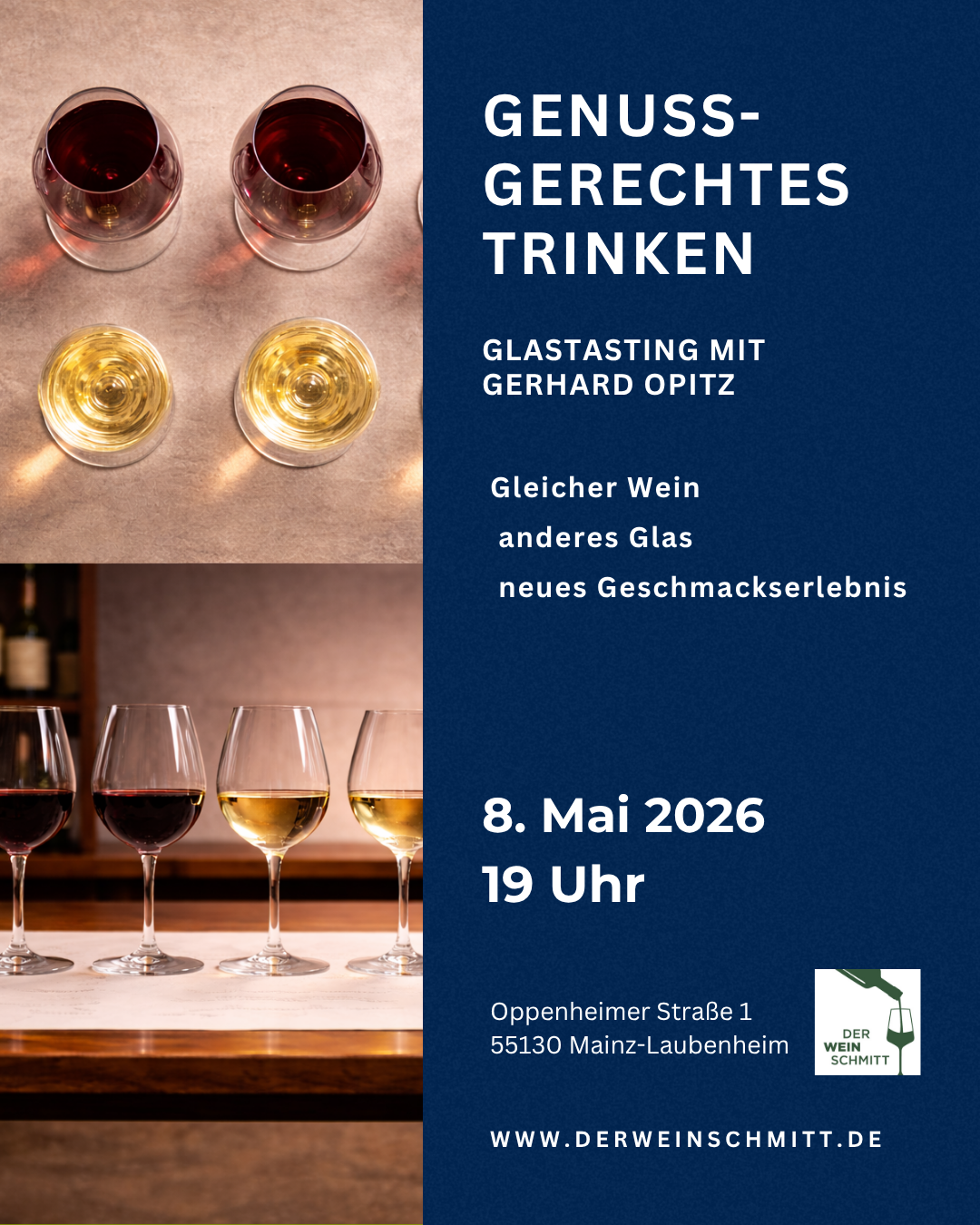 Genussgerechtes Trinken "Der richtige Wein aus dem richtigen Glas" /08.05.26
